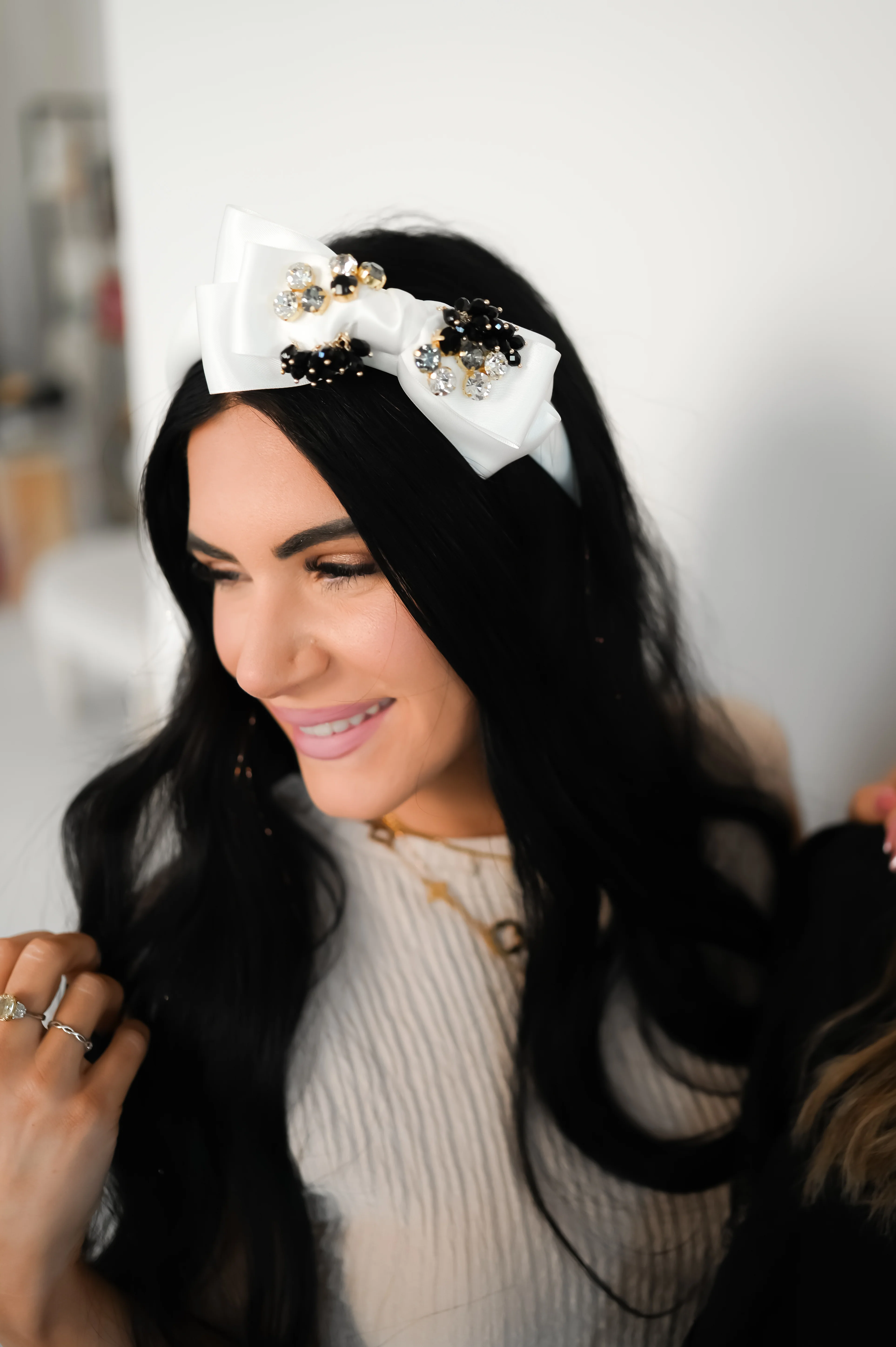 Camille Satin Bow Crown - Image 3