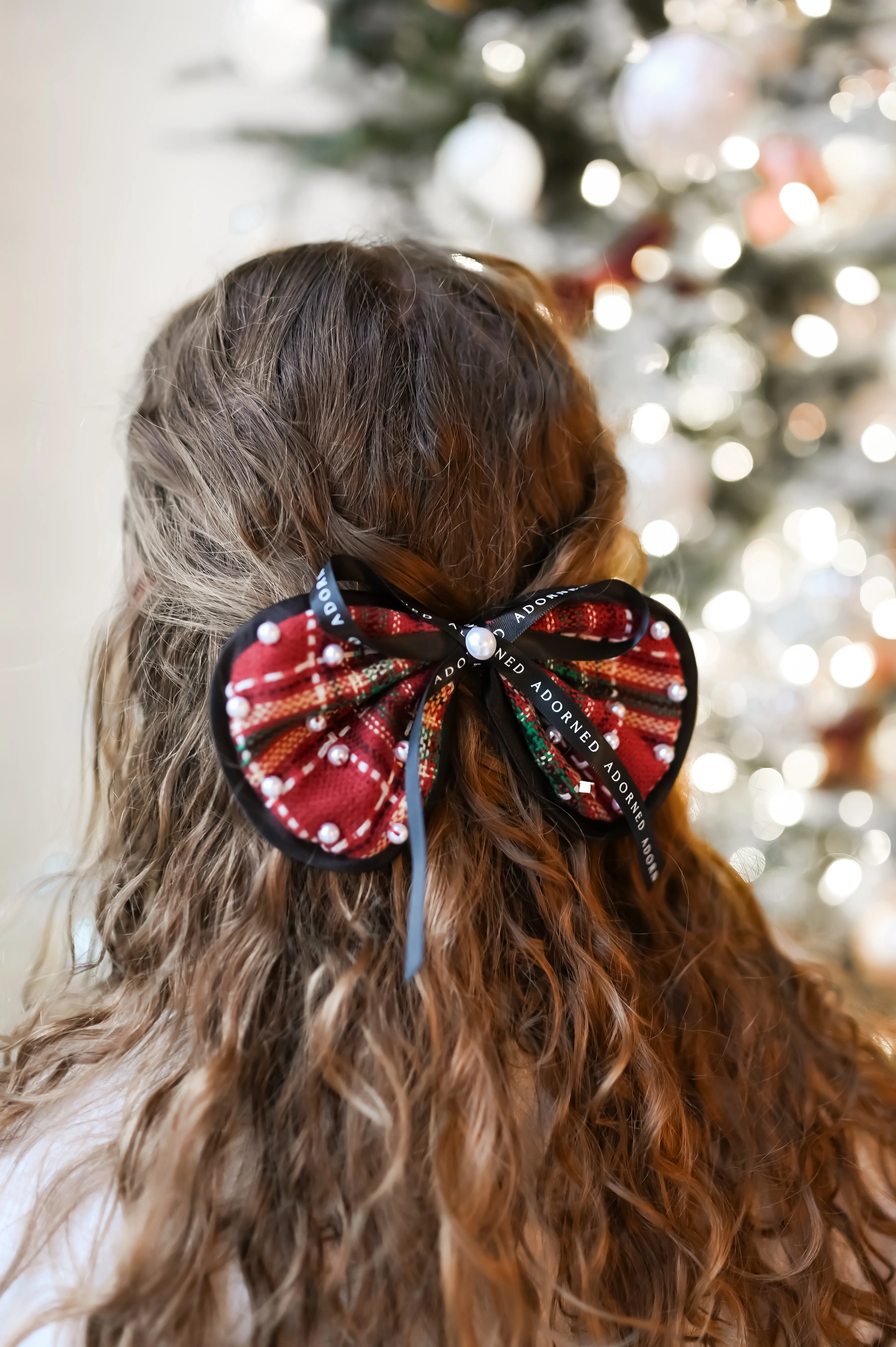 Holly Plaid Bow Clip - Image 3