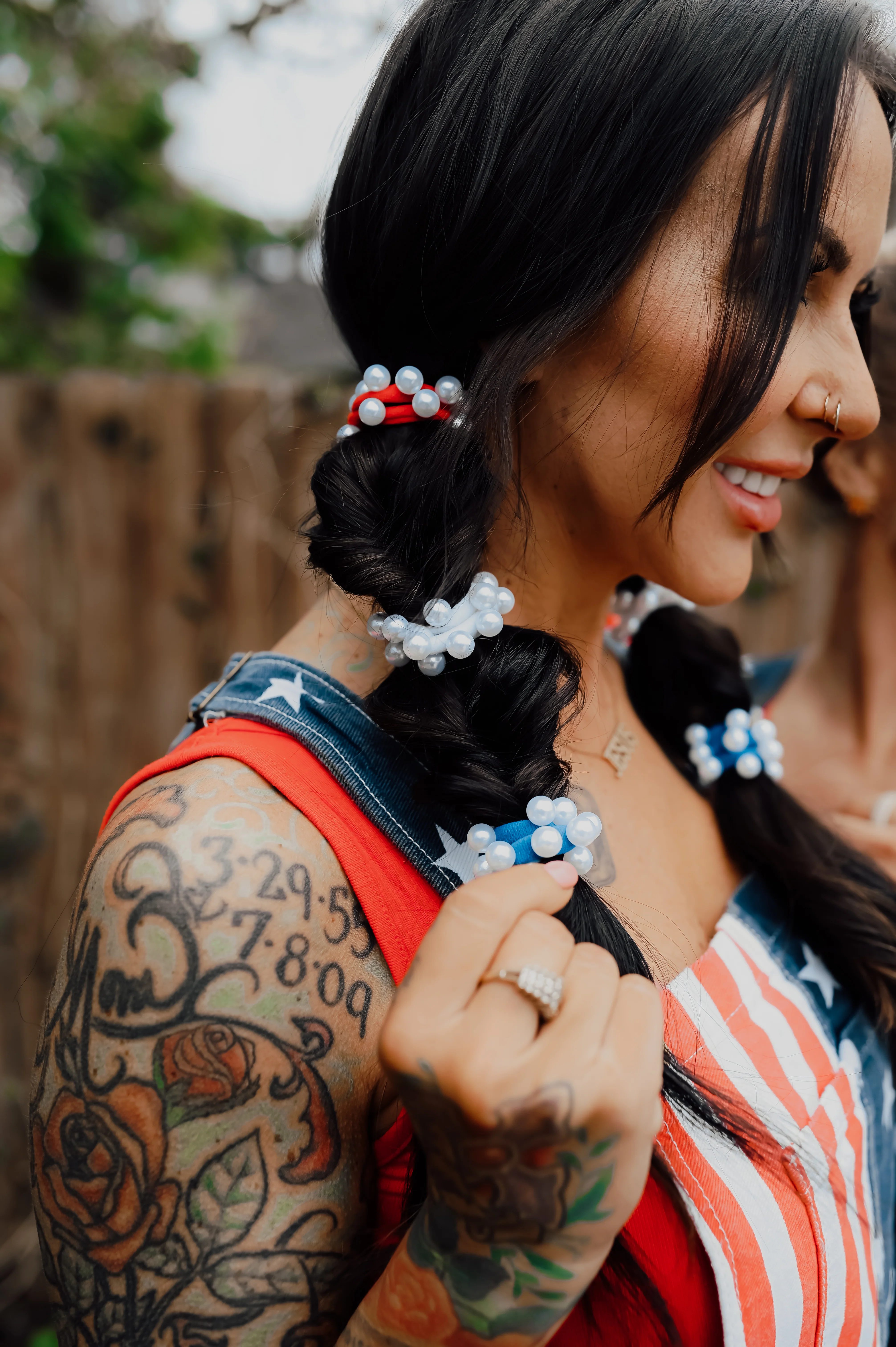 Luxe Patriotic Pearl Hair Ties - Image 4