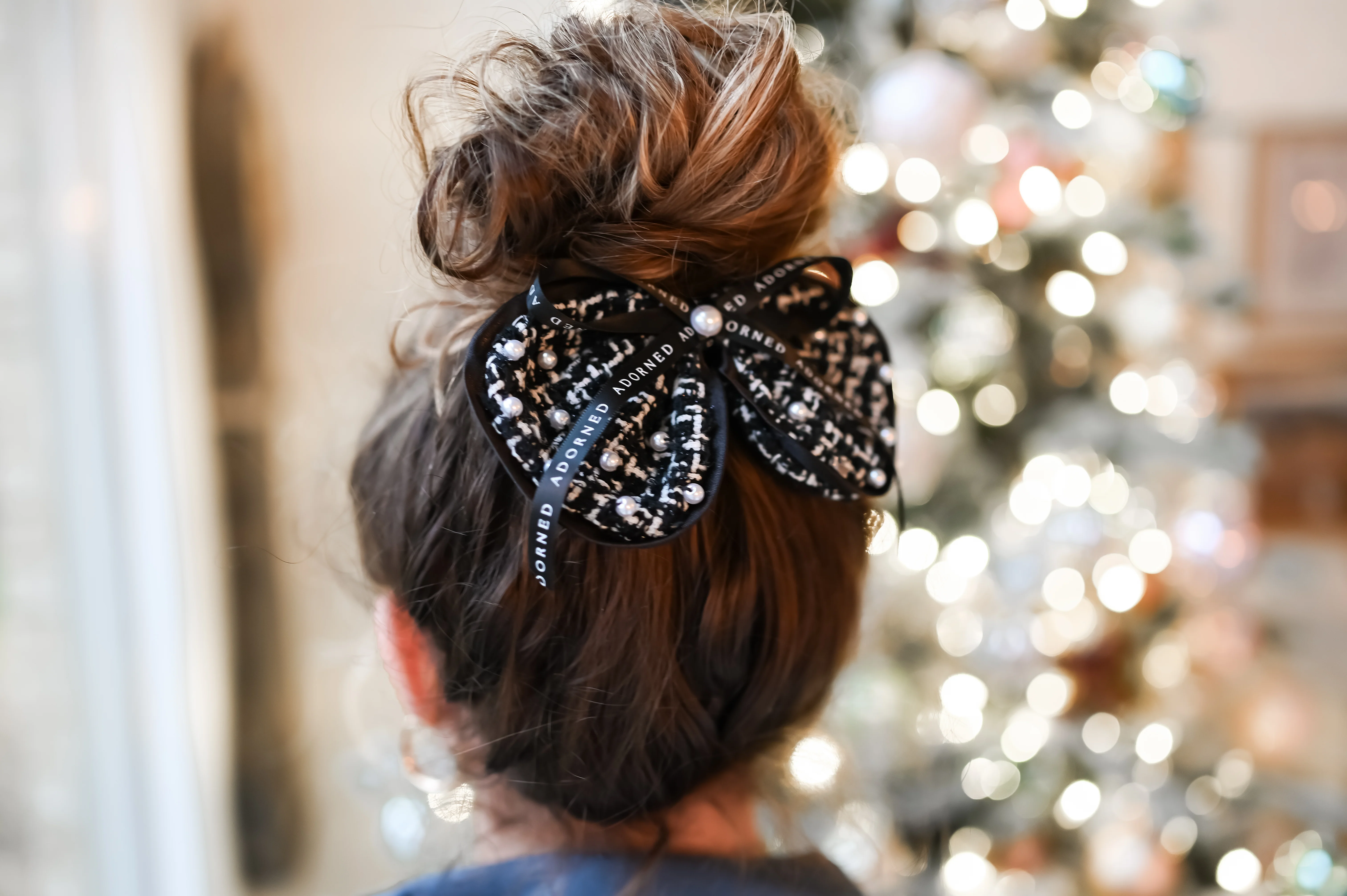 Raven Tweed Bow Clip - Image 3
