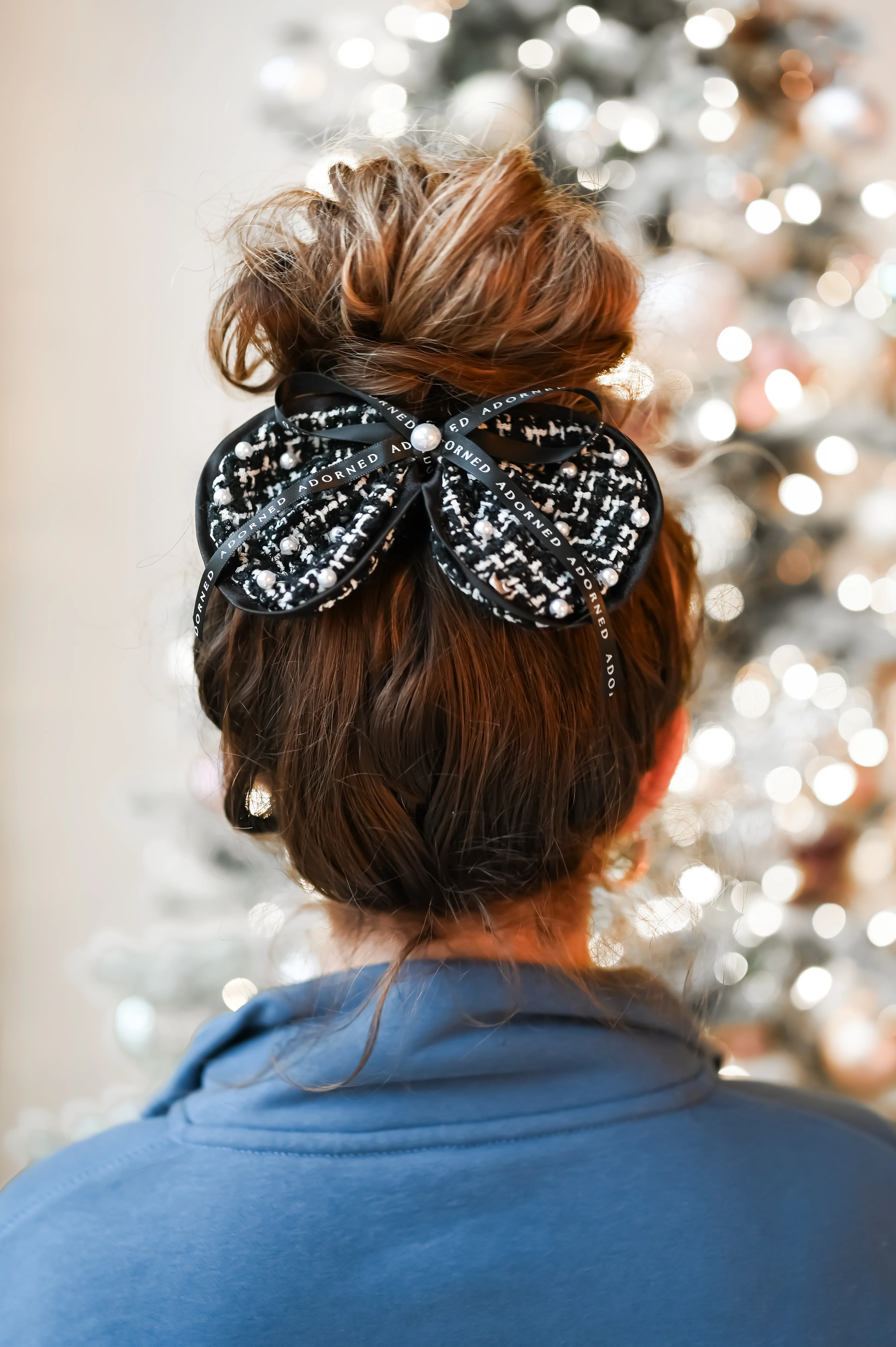Raven Tweed Bow Clip - Image 4