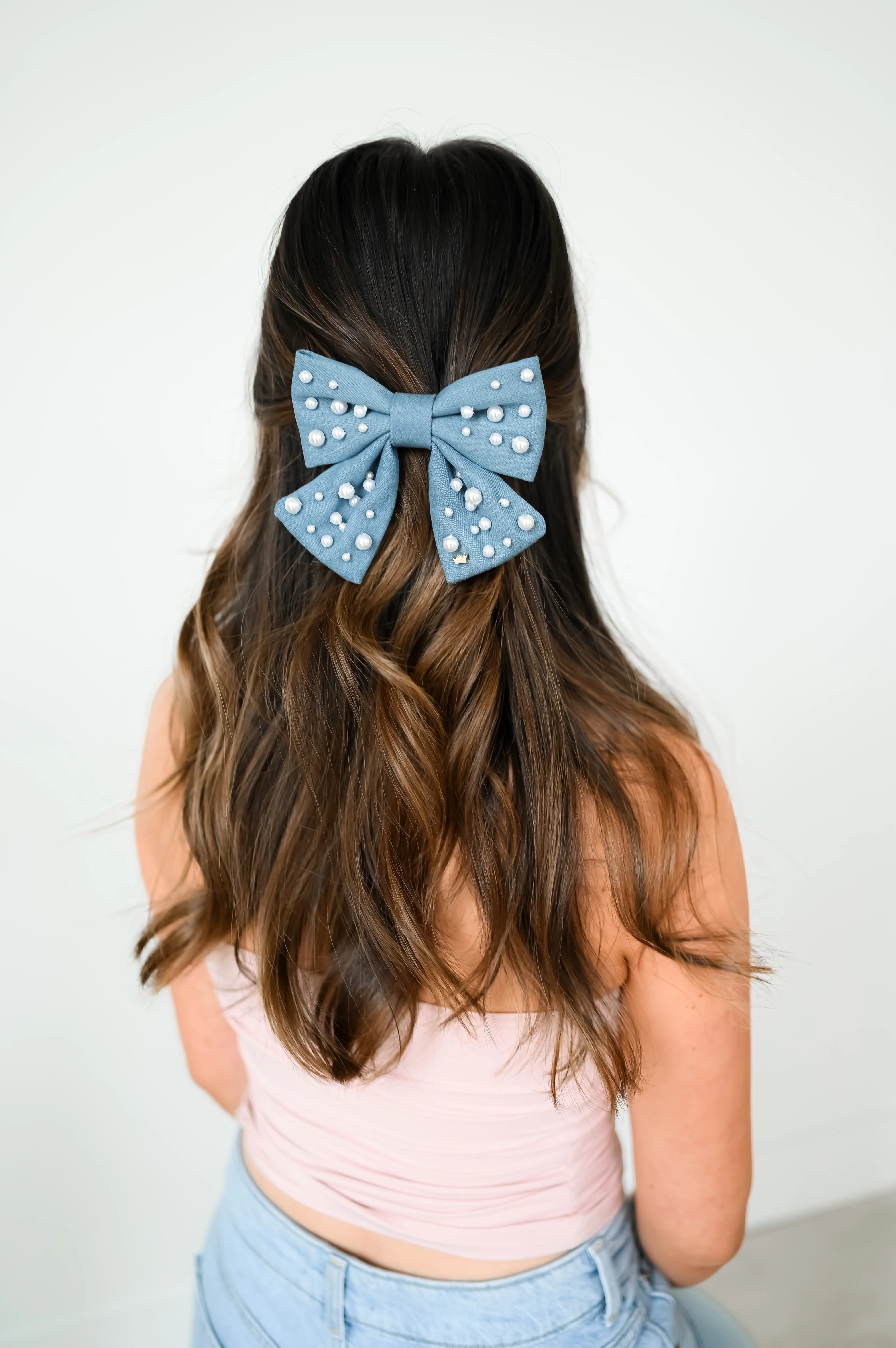 Sadie Denim Bow Clip - Image 3