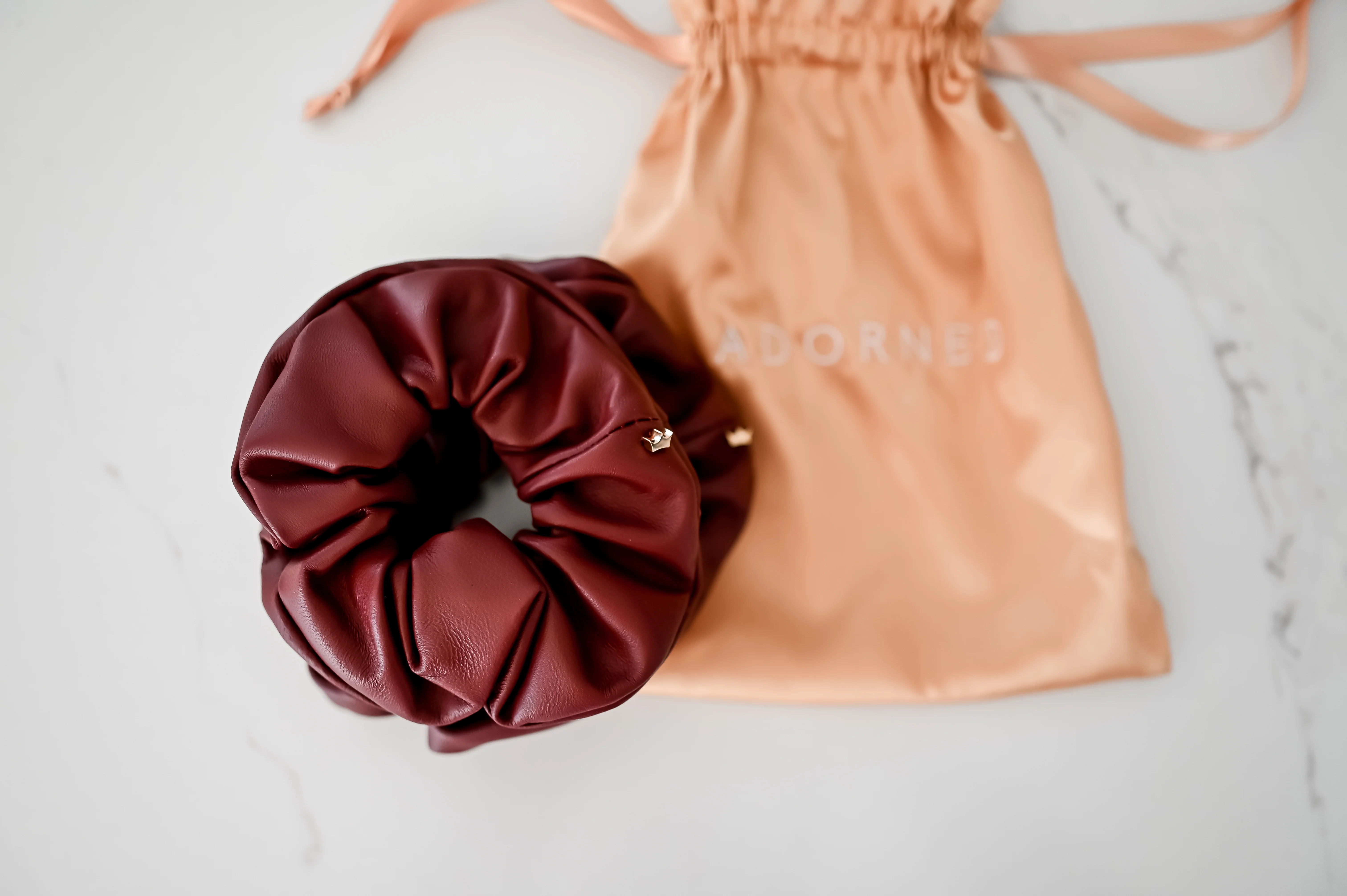 Tatiana Leather Scrunchie Duo - Image 4